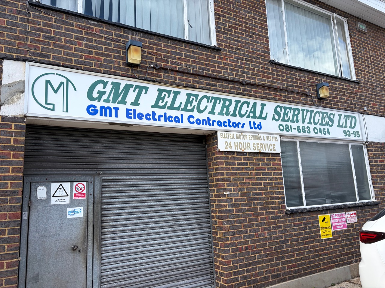 GMT Electrical Services workshop building in Croydon